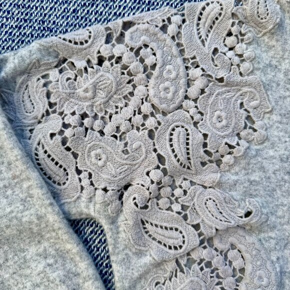 Ted Baker London Gray Wool-Blend Sweater With Intricate Embroidered Paisley Desi - Picture 3 of 6